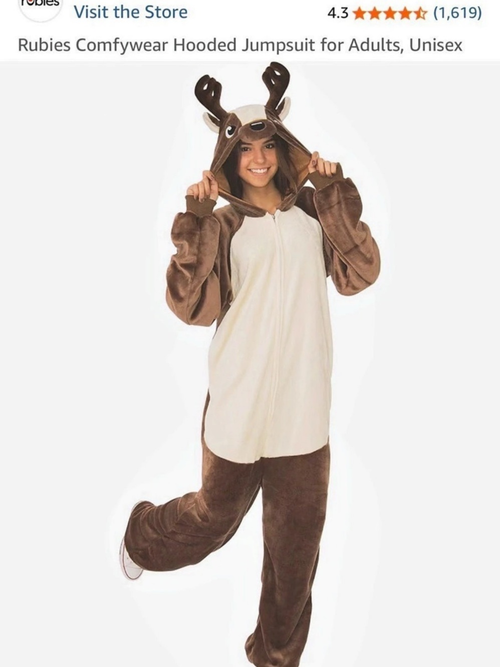 Rubies Reindeer Adult Costume Brown & White